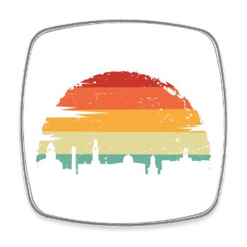 Lebendige Skyline bei Sonnenuntergang - Viereckiger Kühlschrankmagnet - Weiß - Vorne