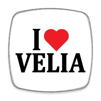 T-Shirt I love Velia T-Shirt Geschenkidee - Viereckiger Kühlschrankmagnet - Weiß - Vorne