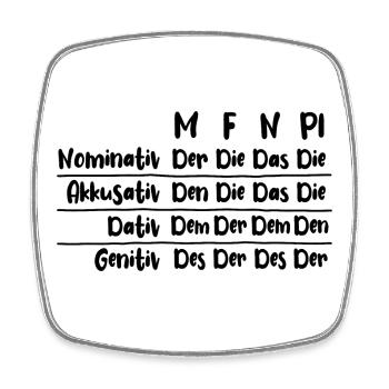 Der, die, das, bestimmter Artikel, Deklination - Viereckiger Kühlschrankmagnet - Weiß - Vorne