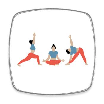 Power yoga in the gym orange blue - Square fridge magnet - white - Front