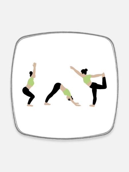Power yoga dans la salle de sport vert clair - Magnet carré - blanc