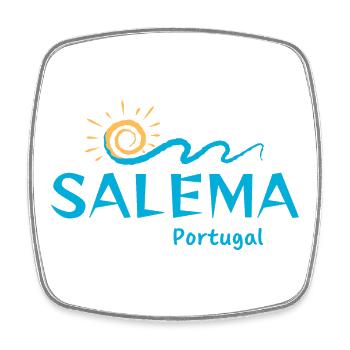 Salema Portugal-Coastal Wave Illustration - Square fridge magnet - white - Front