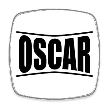 Oscar T-Shirt T-Shirt Geschenkidee - Viereckiger Kühlschrankmagnet - Weiß - Vorne