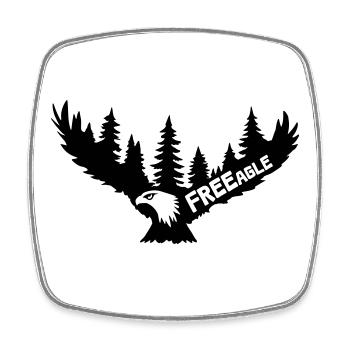 FREEagle - Fliegender Adler [Schwarz] - Viereckiger Kühlschrankmagnet - Weiß - Vorne