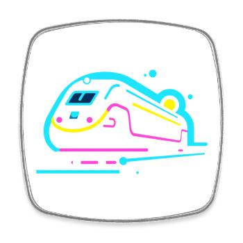 Train Comic Look - Square fridge magnet - white - Front