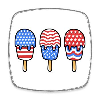 Eis am Stiel amerikanische Flagge 4. Juli - Viereckiger Kühlschrankmagnet - Weiß - Vorne
