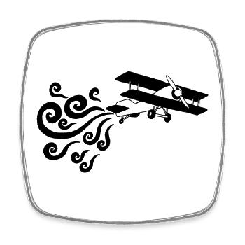 Avion vintage noir - Magnet carré - blanc - Devant