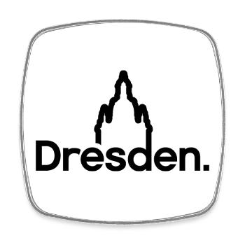 Dresden Frauenkirche Typografie Logo Linien icon - Viereckiger Kühlschrankmagnet - Weiß - Vorne