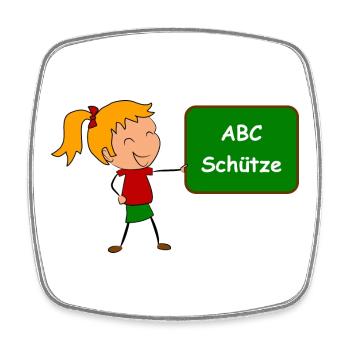 Einschulung ABC Schütze - Viereckiger Kühlschrankmagnet - Weiß - Vorne