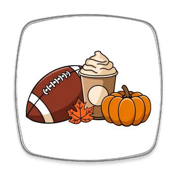 Autumn Delights: Football, Pumpkin and Pumpkin Spice - Square fridge magnet - white - Front