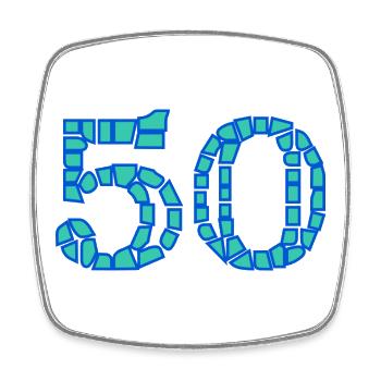 50. 50 ANS. 50e ANNIVERSAIRE. ANNIVERSAIRE 50 ANS. - Magnet carré - blanc - Devant