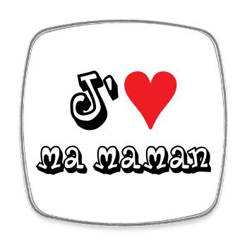 J'aime ma maman - Magnet carré - blanc - Devant