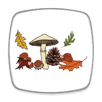 Feuilles de champignon d’automne Châtaignier - Magnet carré - blanc - Devant