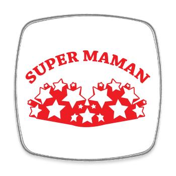 Super Maman - Fête des Mères - Magnet carré - blanc - Devant