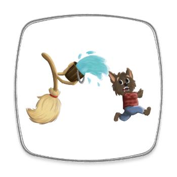 The sorcerer's apprentice as werewolf - Square fridge magnet - white - Front