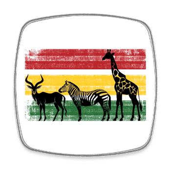 Silhouettes de la savane aux couleurs rastafaries - Magnet carré - blanc - Devant
