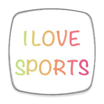 I Love Sports – Colorful Gradient Font - Square fridge magnet - white - Front