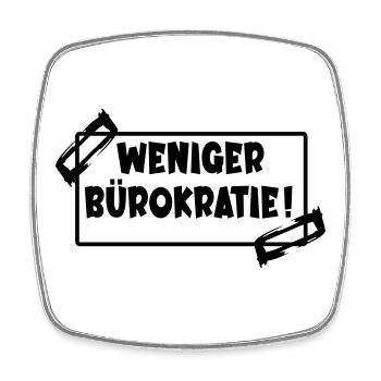 WENIGER BÜROKRATIE - Viereckiger Kühlschrankmagnet - Weiß - Vorne