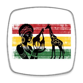 African giraffes in the panorama - Square fridge magnet - white - Front