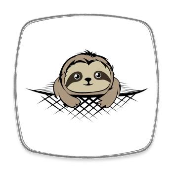 Sloth in pocket comic cartoon funny icon - Square fridge magnet - white - Front