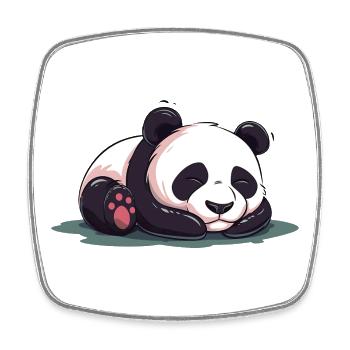 Niedliche Karikatur eines schlafenden Pandas - Entzückendes Design - Viereckiger Kühlschrankmagnet - Weiß - Vorne