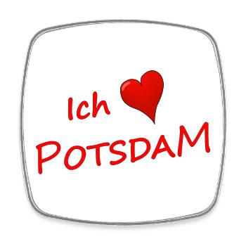 I love Potsdam - Square fridge magnet - white - Front