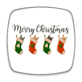 Merry Christmas - Katzen für Weihnachten - Viereckiger Kühlschrankmagnet - Weiß - Vorne