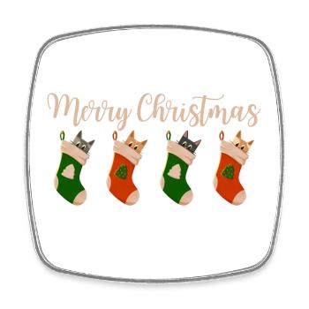 Merry Christmas - Katzen für Weihnachten - Viereckiger Kühlschrankmagnet - Weiß - Vorne