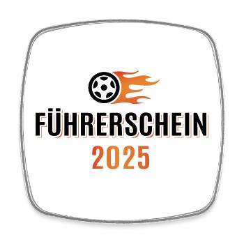 Führerschein bestanden 2025 - Fahrerlaubnis - Viereckiger Kühlschrankmagnet - Weiß - Vorne