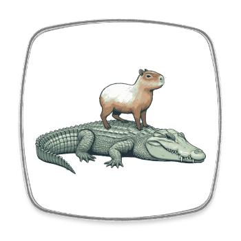 Capy & Croc Dreamteam - Viereckiger Kühlschrankmagnet - Weiß - Vorne