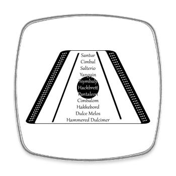 Hackbrett black n white - Viereckiger Kühlschrankmagnet - Weiß - Vorne