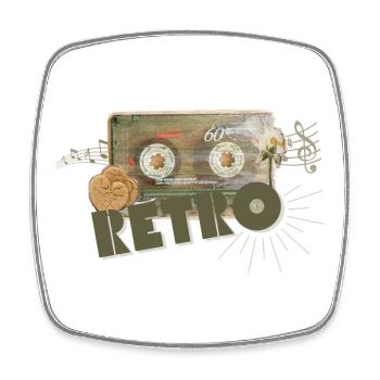Retro Kassette Collage - Viereckiger Kühlschrankmagnet - Weiß - Vorne