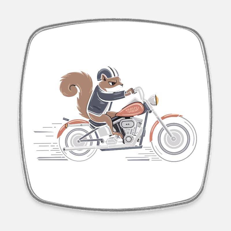 Cavalier d’écureuil à vélo - Magnet carré - blanc