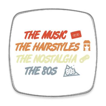 Musik Frisuren Nostalgie 80er Jahre - Viereckiger Kühlschrankmagnet - Weiß - Vorne