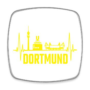 Dortmund Skyline Silhouette Heartbeat Herzschlag - Viereckiger Kühlschrankmagnet - Weiß - Vorne