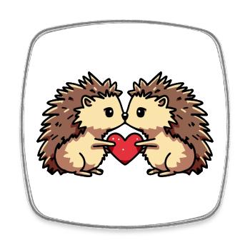 Igel Paar Herz - Viereckiger Kühlschrankmagnet - Weiß - Vorne