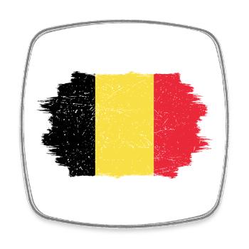 Drapeau belge coup de pinceau - Magnet carré - blanc - Devant