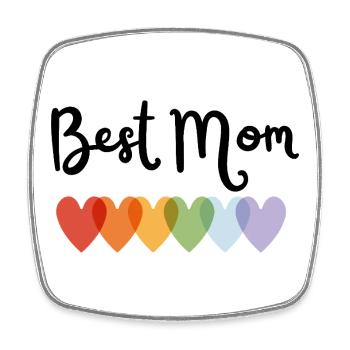 Regenbogenherz Best Mom Design - Viereckiger Kühlschrankmagnet - Weiß - Vorne