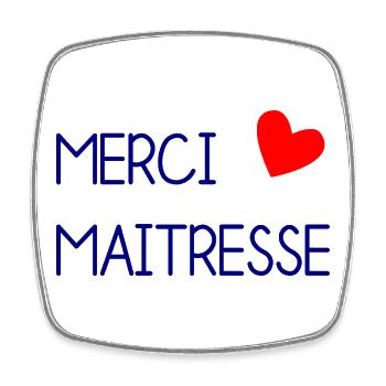 MAÎTRESSE. MAITRE. MERCI. MERCI MAÎTRESSE - Magnet carré - blanc - Devant