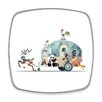 Tierische Reise – Wohnwagen voller Abenteuerlust - Viereckiger Kühlschrankmagnet - Weiß - Vorne