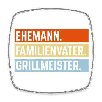 Ehemann Familienvater Grillmeister (Grillen / 3C) - Viereckiger Kühlschrankmagnet - Weiß - Vorne