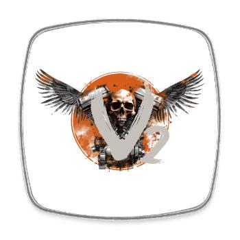 V2 Skull Motorbike Chopper Design Bobber - Viereckiger Kühlschrankmagnet - Weiß - Vorne
