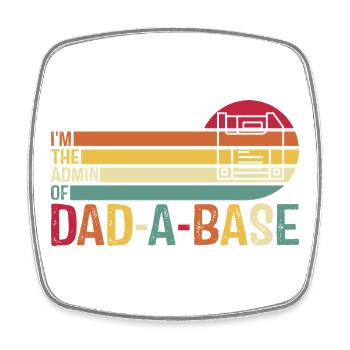 Retro Dad-A-Base Sonnenuntergang Illustration - Viereckiger Kühlschrankmagnet - Weiß - Vorne