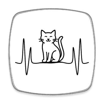 Cat Heartbeat - Gift for Cat Mom - Square fridge magnet - white - Front