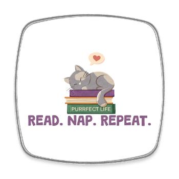 Reading and cats. Perfect life - Square fridge magnet - white - Front