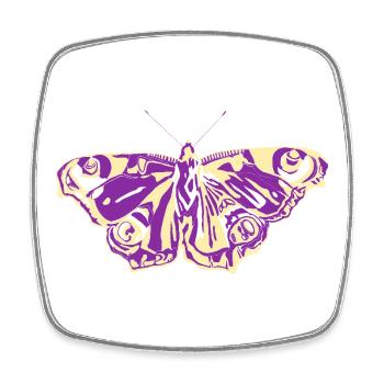 Lila-Gelber Schmetterling - Viereckiger Kühlschrankmagnet - Weiß - Vorne
