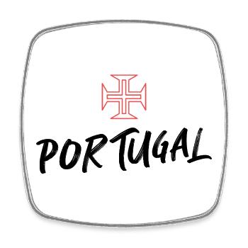 Portugal typographie avec croix en rouge - Magnet carré - blanc - Devant