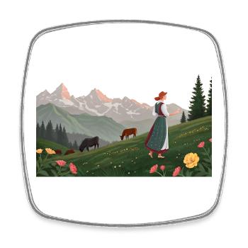 Folklore | Frau in Tracht - Viereckiger Kühlschrankmagnet - Weiß - Vorne
