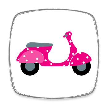 Roller Dots Pink Dots Pattern Retro Vintage Fan - Square fridge magnet - white - Front