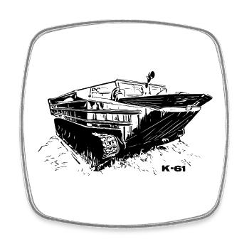 K-61 Amphibious Power - Square fridge magnet - white - Front
